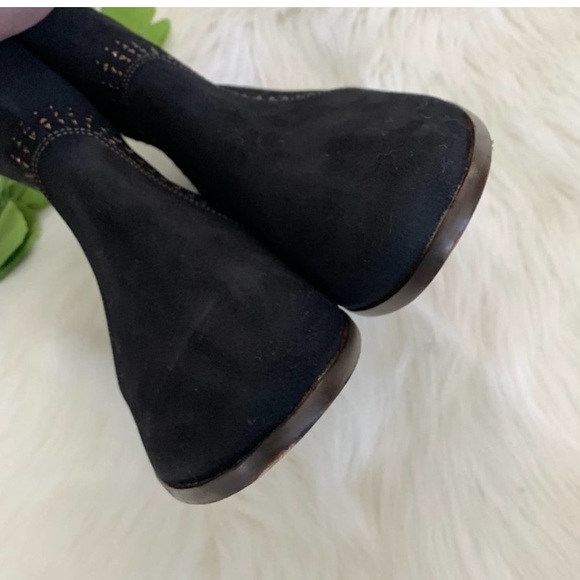 Joie | Black Studded Suede Lucy Boots Almond Toe - Picture 3 of 9